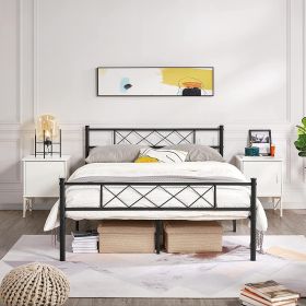 Full Size Traditional Powder Coated Slatted Metal Platform Bed