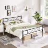 Full Size Traditional Powder Coated Slatted Metal Platform Bed