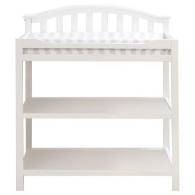 SF Home Baby Toddler Changing Table in White Wood Finish with Changing Pad