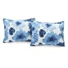 Full/Queen Blue Flowers Lightweight Polyester Microfiber Quilt Set