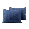 Full/Queen size Lightweight Blue Textured Cotton 3 Piece Quilt Set