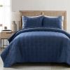 King/California King size Lightweight Blue Textured Cotton 3 Piece Quilt Set