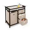 Baby Changing Table with 3 Baskets and Hamper in Espresso