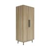 Mid-Century Modern 2-Door Bedroom Armoire Wardrobe Cabinet in Oak Wood Finish