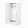 Bedroom Armoire Wardrobe Cabinet with Hanging Rail in White Wood Finish