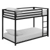 Twin over Twin size Modern Low Height Black Metal Bunk Bed