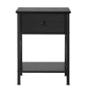 Set of 2 - Rustic 1 Drawer Black Nightstand with X-Shaped Sides