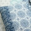 California King Lightweight 3 Piece Reversible Botanical Blue Damask Quilt Set