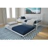 Twin White Metal Daybed Frame with Roll-Out Turndle Bed