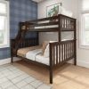 Twin over Full size Solid Wood Bunk Bed in Espresso Brown Finish