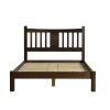 King Size Farmhouse Style Solid Wood Platform Bed with Headboard in Espresso