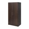 Bedroom Armoire Wardrobe Cabinet Closet with Hanging Rail in Brown Wood Finish