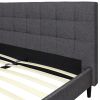 Full size Grey Mid-Century Modern Upholstered Platform Bed Frame with Headboard