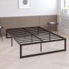 Queen Size 14 Inch High Heavy Duty Black Metal Platform Bed Frame