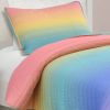 Full/Queen 3 Piece Multi-Color Rainbow Polyester Quilt Set