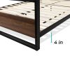 Queen size Farmhouse Metal Wood Platform Bed Frame with Headboard Footboard