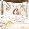 Full/Queen 3 Piece Floral Boho Cotton Off-White Navy Pastel Quilt Set