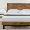 Full size Solid Wood Modern Platform Bed Frame with Adjustable Height Headboard