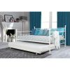 Full size White Metal Daybed with Twin Roll-out Trundle Bed