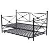 Full size Black Metal Daybed Frame with Twin Roll-out Trundle