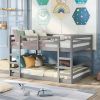 Full over Full Modern Low Profile Bunk Bed in Grey Wood Finish