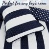 Full/Queen 3 Piece Navy Blue White Stars Stripes 100-Percent Cotton Quilt Set