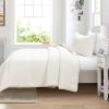 Full/Queen Soft Lightweight Reversible Quilted Comforter Set in White/Beige