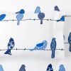 Full size Blue White Floral Birds on Wire Soft Polyester 6 Piece Sheet Set