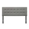 Full size Contemporary Button-Tufted Headboard in Grey Upholstered Fabric