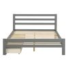 Full size Gray Low Profile 2 Drawer Storage Platform Bed