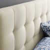 Full size Ivory Linen Fabric Upholstered Tufted Headboard