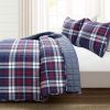 Full/Queen Farmhouse Plaid 3 Piece Lightweight Reversible Quilt Set