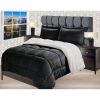 Full Size 3 Piece Ultra Soft Sherpa Wrinkle Resistant Comforter Set in Black