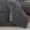 Full/Queen Plush Sherpa Reversible Micro Suede Comforter Set in Gray