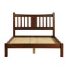 King Farmhouse Style Solid Wood Platform Bed Frame with Headboard in Cherry