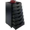 Modern Scandinavian Style 7-Drawer Storage Cabinet Chest in Black Finish