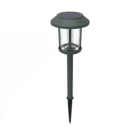 Set of 4 - Outdoor Solar LED Lights in Green with Yard Path Ground Stakes