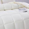 Queen Size Off White 3 Piece Microfiber Reversible Comforter Set