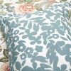 King/Cal King Floral Country Cottage Blue Green Coral Beige Comforter Set