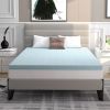 King size 4-inch Thick Soft Gel Memory Foam Mattress Topper in Light Blue