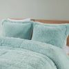 King/CAL King Soft Sherpa Faux Fur 3-Piece Comforter Set in Light Teal Blue