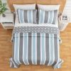 King 3 Piece Coastal Starfish Sand Dollar Grey Blue White Nautical Quilt Set