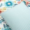 King size Lightweight Floral Teal Blue Pink White 3-Piece Polyester Quilt Set