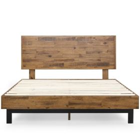 Rustic FarmHome Low Profile Pine Slatted Platform Bed in King