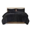 King/CAL King Black Soft Sherpa Faux Fur 3-Piece Comforter Set with Pillow Shams