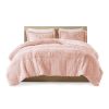 King/CAL King Pink Blush Soft Sherpa Faux Fur 3-Piece Comforter Set with Shams