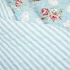 Full/Queen size Vintage Rose Ruffle Edge Light Quilt Set in Blue White and Pink