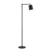 60-inch Industrial Modern Black Metal Floor Lamp with Gold Accents