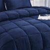 Queen Size Navy 3 Piece Microfiber Reversible Comforter Set