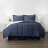 King Navy Microfiber Baffle-Box 6-Piece Reversible Bed-in-a-Bag Comforter Set